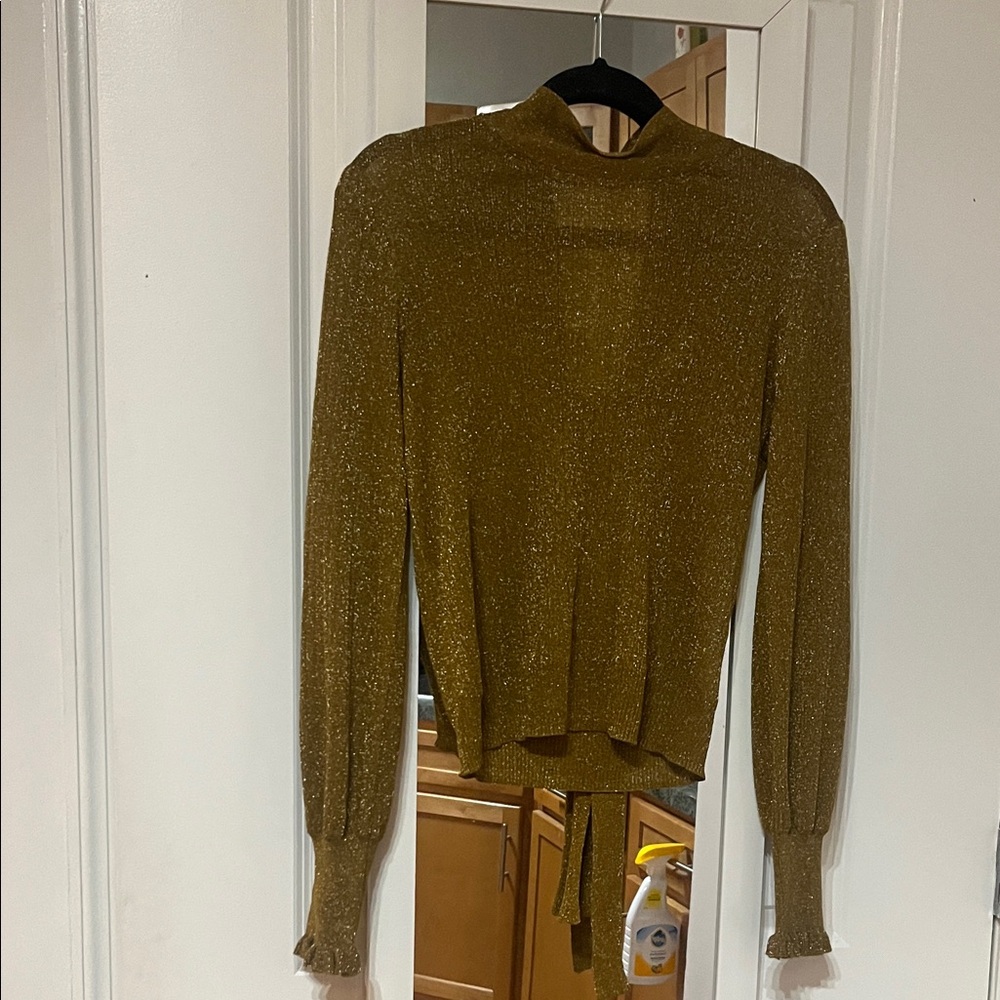 White + Warren Gold Shimmer Top